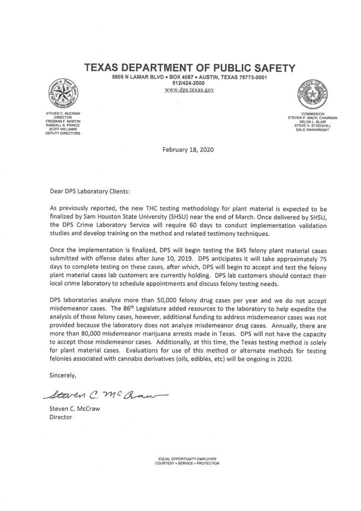 Tx DPS THC Letter